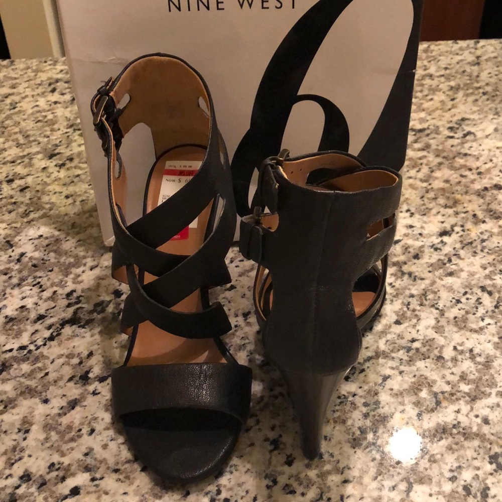 Nine West Mauren Sandals- Black Leather
